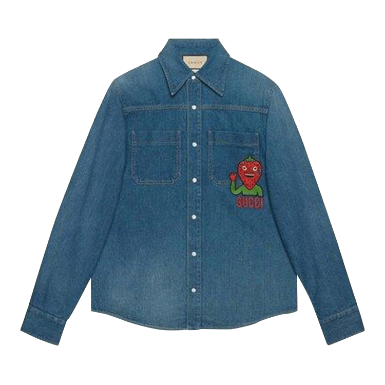 Gucci Strawberry Patch Denim Jacket "Blue"