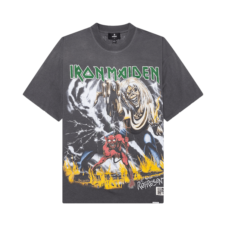 Represent Clo x Iron Maiden Number Of Beast Tee "Sunfade Grey"