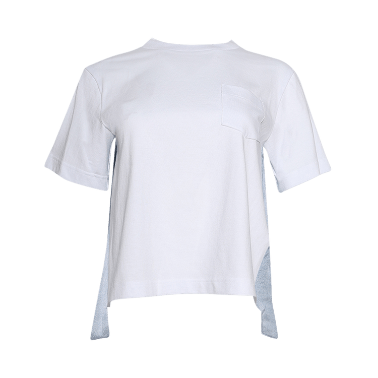 Sacai Denim x Cotton Jersey T-Shirt "Off White/Light Blue"
