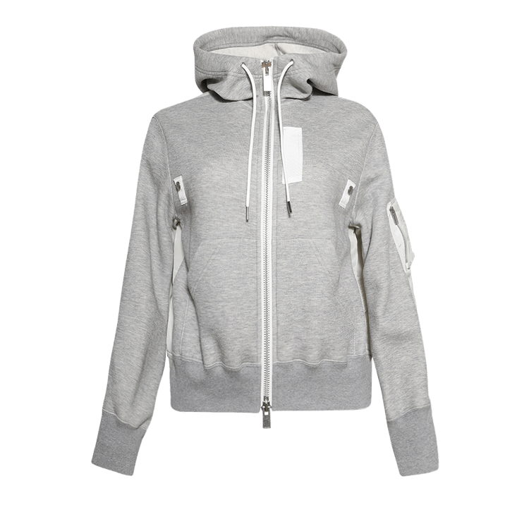 Sacai Sponge x Nylon Twill Hoodie "Light Grey"
