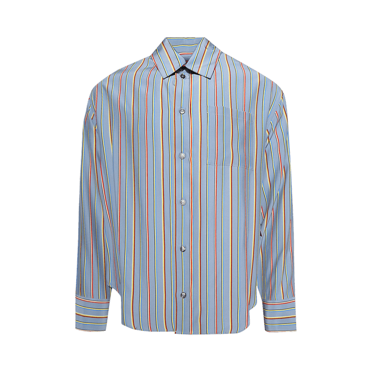 The Elder Statesman Stripe Jaquard Big Shirt "Dusty Blue"