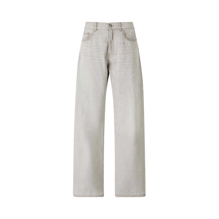 Palm Angels Curved Logo Loose Denim Pants "Light Grey"