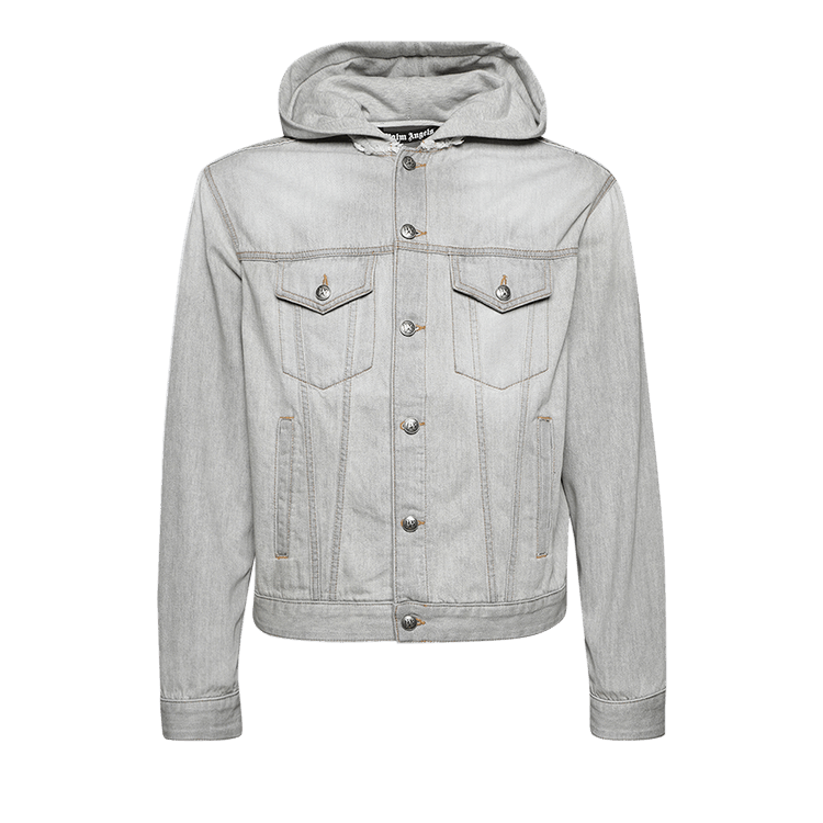 Palm Angels Curved Logo Denim Jacket "Light Grey"