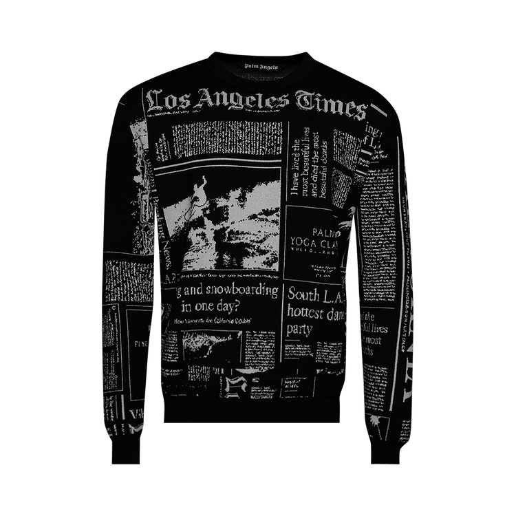 Palm Angels x LA Times Crewneck Knitted Jumper "Black/Light Grey"