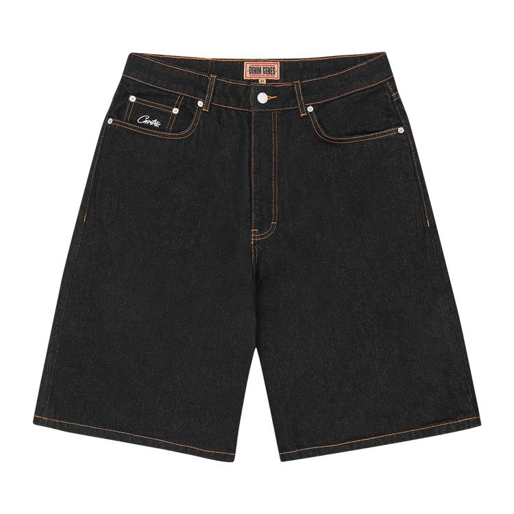 Corteiz Dual Stripe Denim Short "Washed Black"