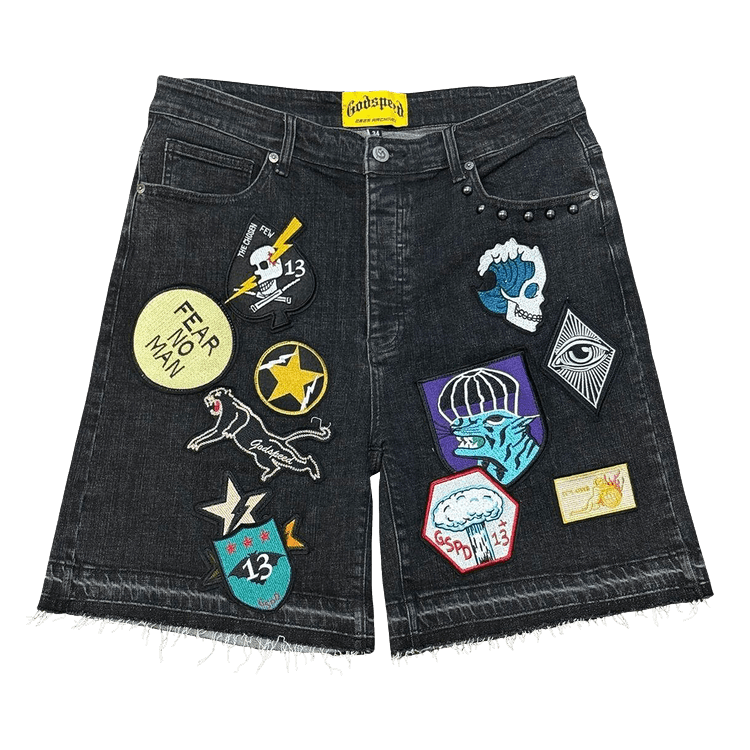 Godspeed Patchwork Denim Shorts "Black"
