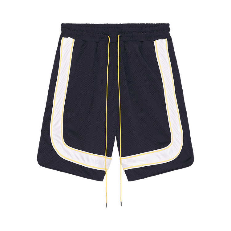 Rhude Mesh Piping Baggy Track Short "Navy/Yellow/White"