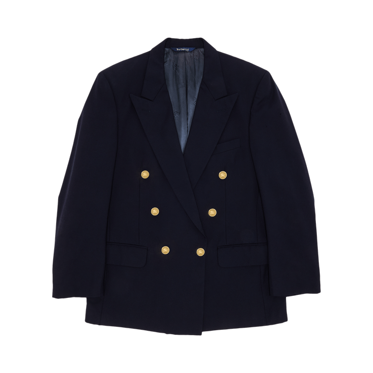 Vintage Burberry Double Breasted Wool Blazer "Navy"