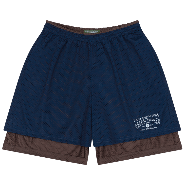 Denim Tears ADG Double Layer Mesh Shorts "Navy/Brown"
