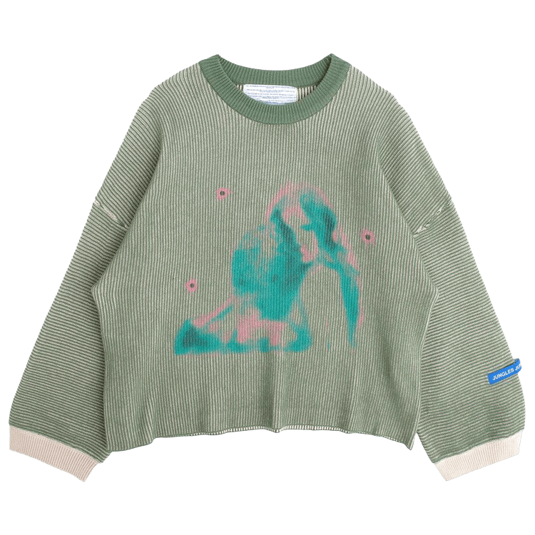 Jungles Embrace Two Tone Rib Knit "Green/Birch"