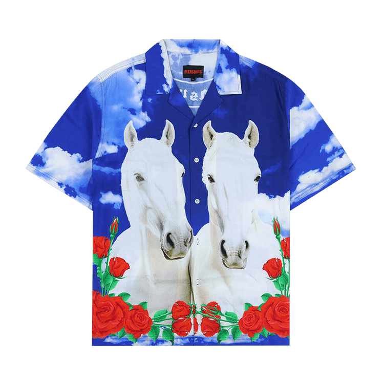 Pleasures White Horse Camp Shirt "Blue"