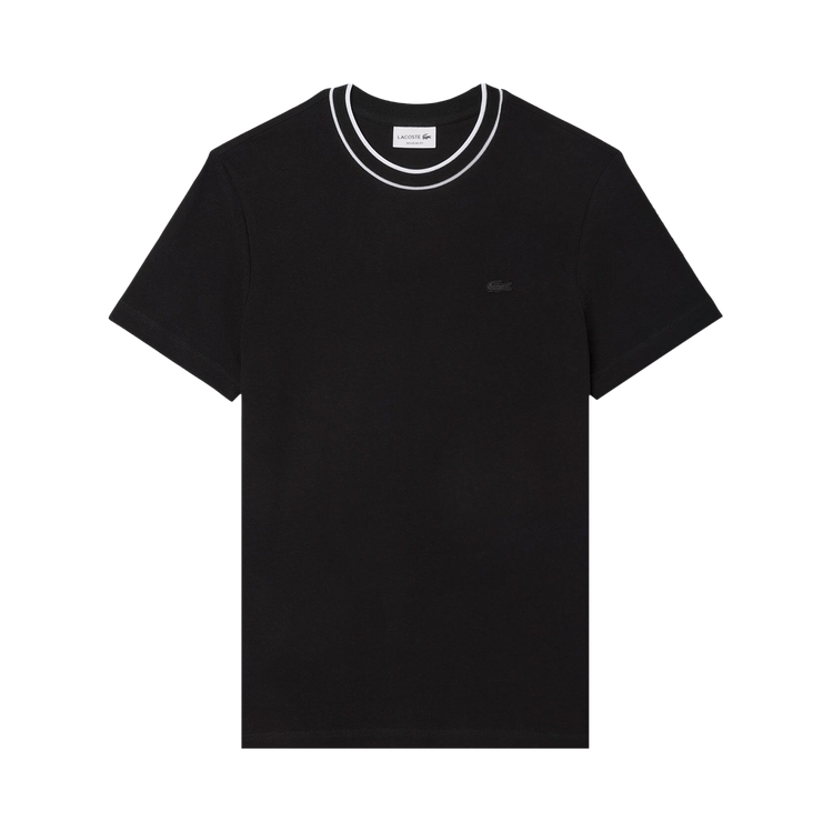 Lacoste Stretch Piqué Stripe Collar T-Shirt "Black"