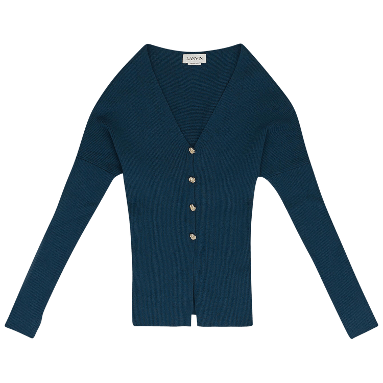 Lanvin Open Shoulder Waisted Cardigan "Blue"
