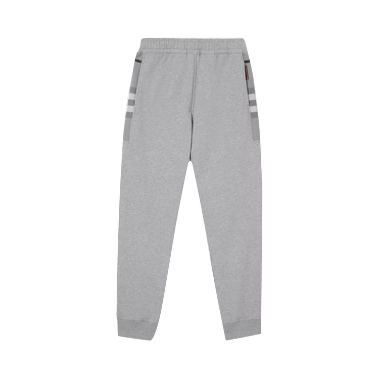 Burberry Check Panel Cotton Jogging Pants "Pale Grey Melange"