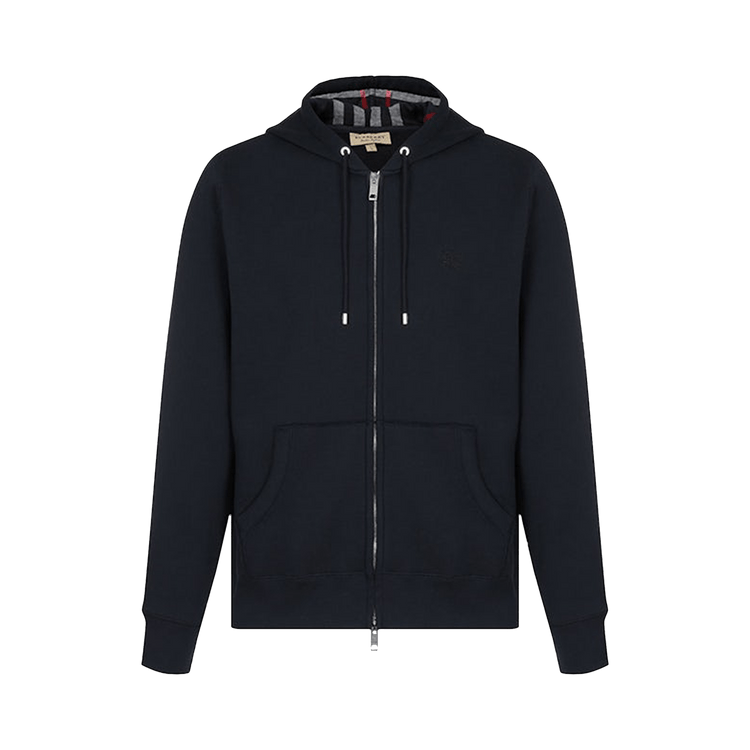 Burberry Clarendon Check Hood Zip Up Hoodie "Navy"