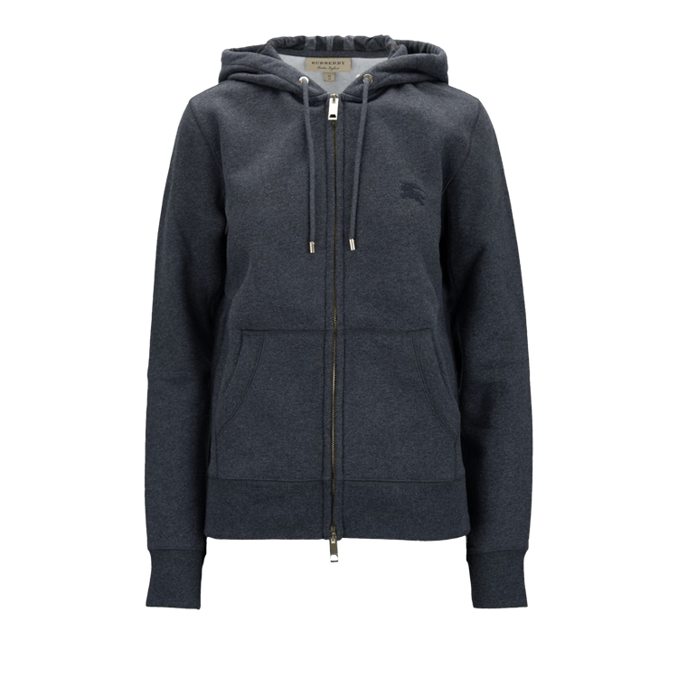 Burberry Clarendon Check Hood Zip Up Hoodie "Grey"