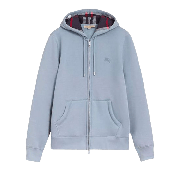 Burberry Clarendon Zip Up Check Hoodie "Light Blue"