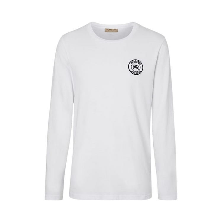 Burberry Embroidered Logo Cotton Long Sleeve T-Shirt "White"