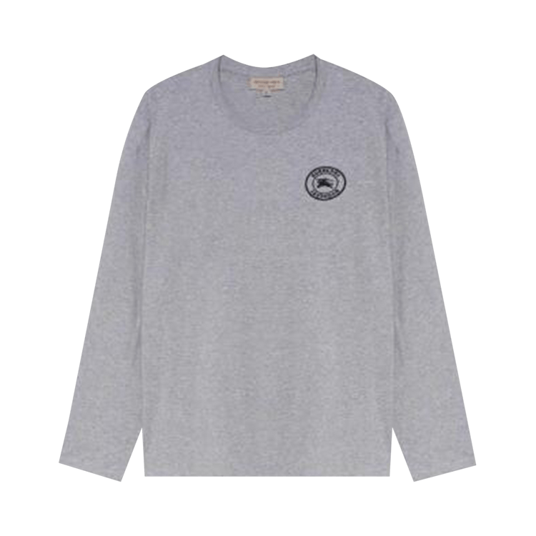 Burberry Embroidered Logo Cotton Long Sleeve T-Shirt "Grey"