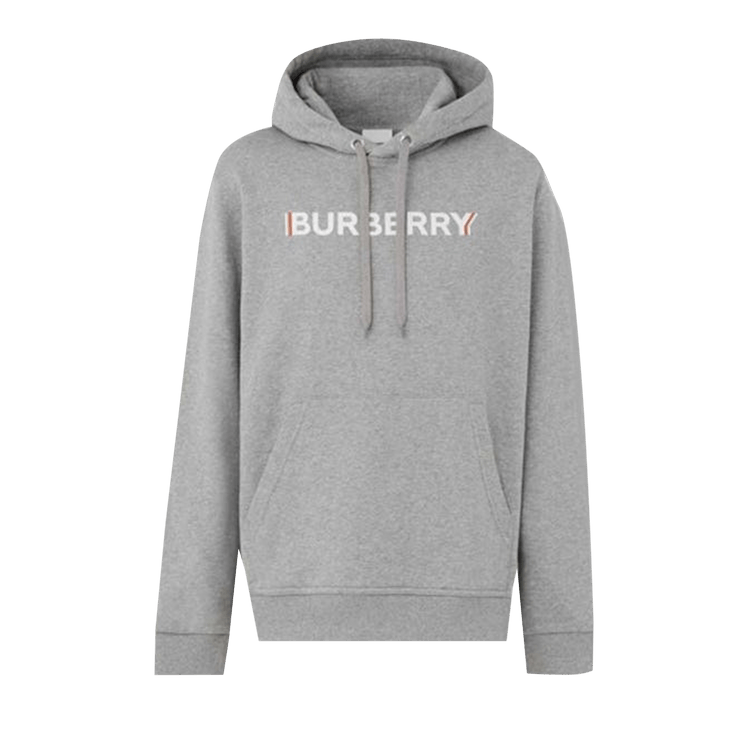 Burberry Logo Print Cotton Hoodie "Grey"