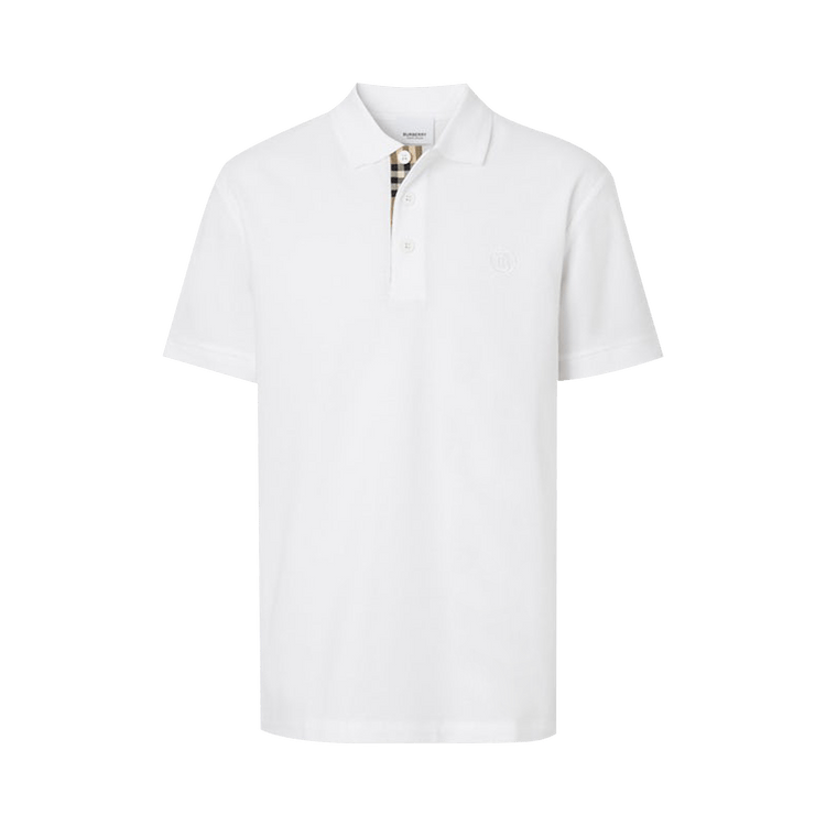 Burberry Monogram Motif Cotton Pique Polo "White/Archive Beige"