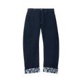 Burberry Logo Patch Straight Leg Turn Up Hem Jeans "Blue"