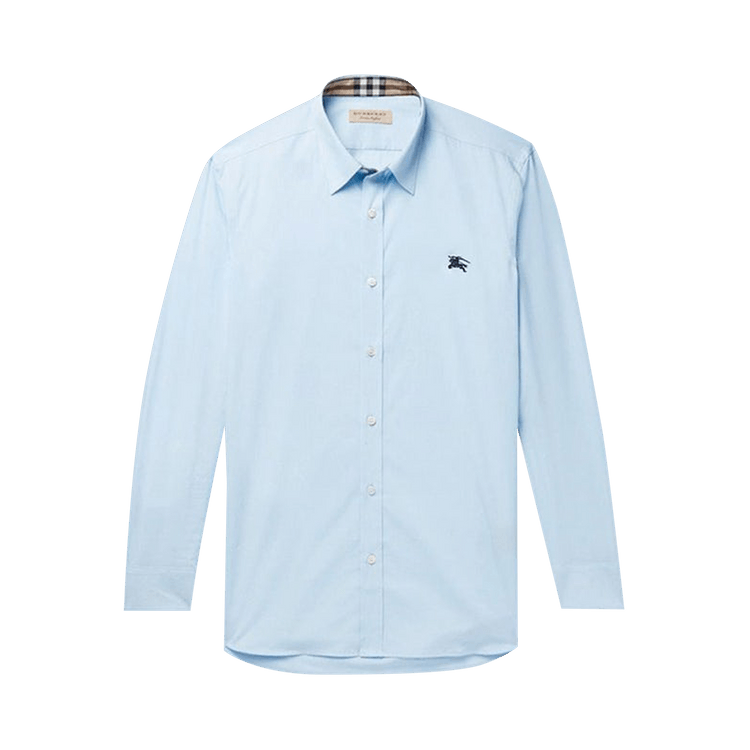 Burberry Stretch Cotton Poplin Shirt "Sky Blue"