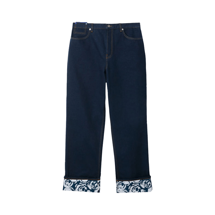 Burberry Rose Print Straight Leg Jeans "Blue"