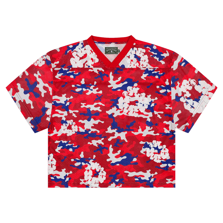 Denim Tears Camo Cotton Wreath Mesh Football Top "Red"
