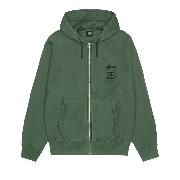 Stussy Stock Link Zip Hoodie Pigment Dyed "Pine"