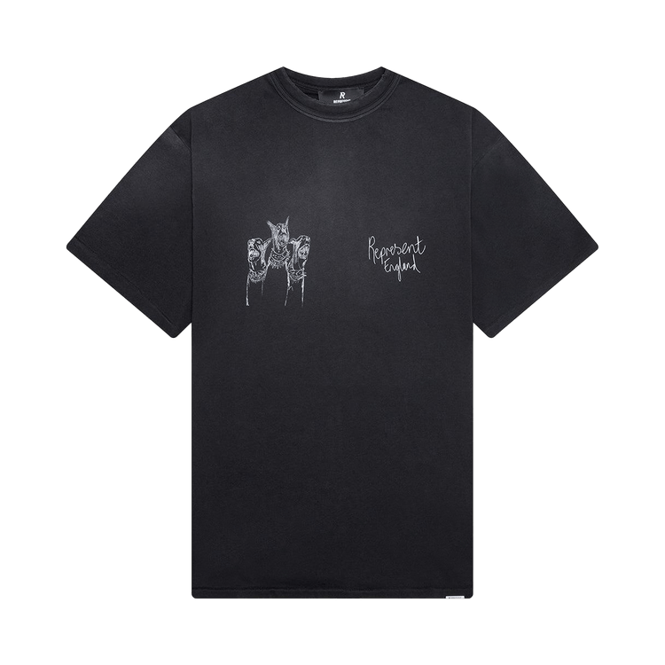 Represent Clo Hand Drawn Thoroughbred Dogs T-Shirt "Aged Black"