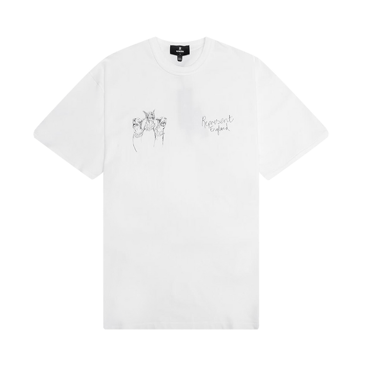 Represent Clo Hand Drawn Thoroughbred Dogs T-Shirt "Washed Ecru"
