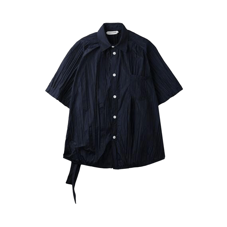Namacheko Ven Crinkled Short-Sleeve Shirt "Navy"