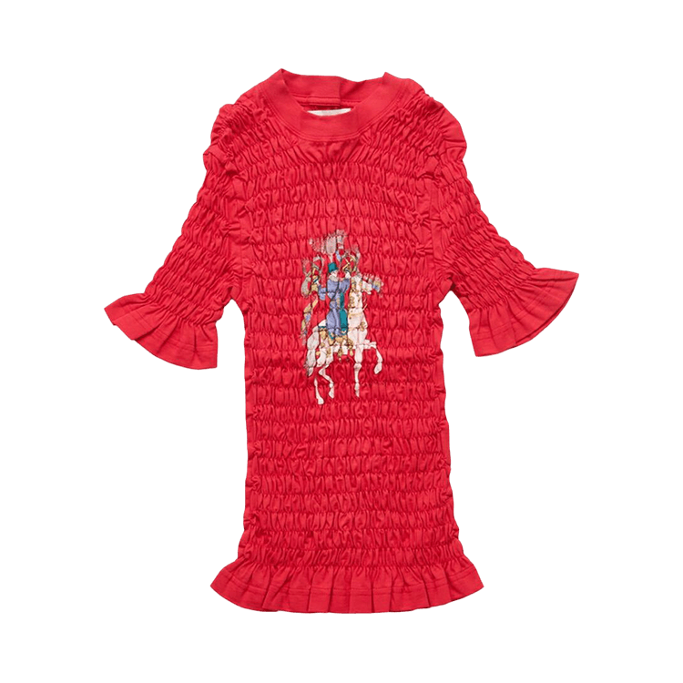 Conner Ives Camelot Shirred T-Shirt "Red"