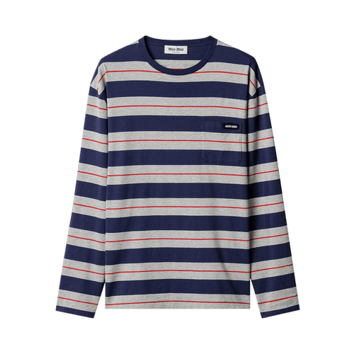 Miu Miu Jersey Tee "Grigio/Navy"