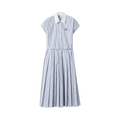 Miu Miu Pleated Striped Poplin Midi Dress "Bianco/Celeste"