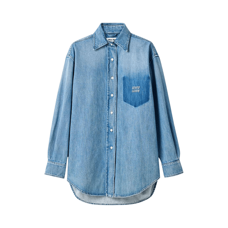 Miu Miu Celeste Long-Sleeve Denim Shirt "Celeste"