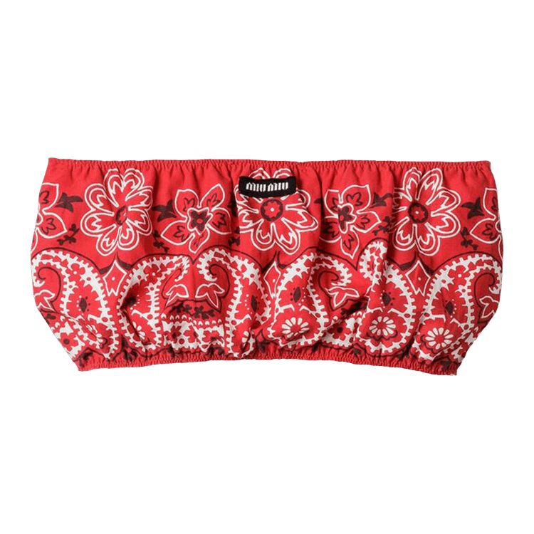 Miu Miu Printed Poplin Bra Top "Rosso/Bianco"