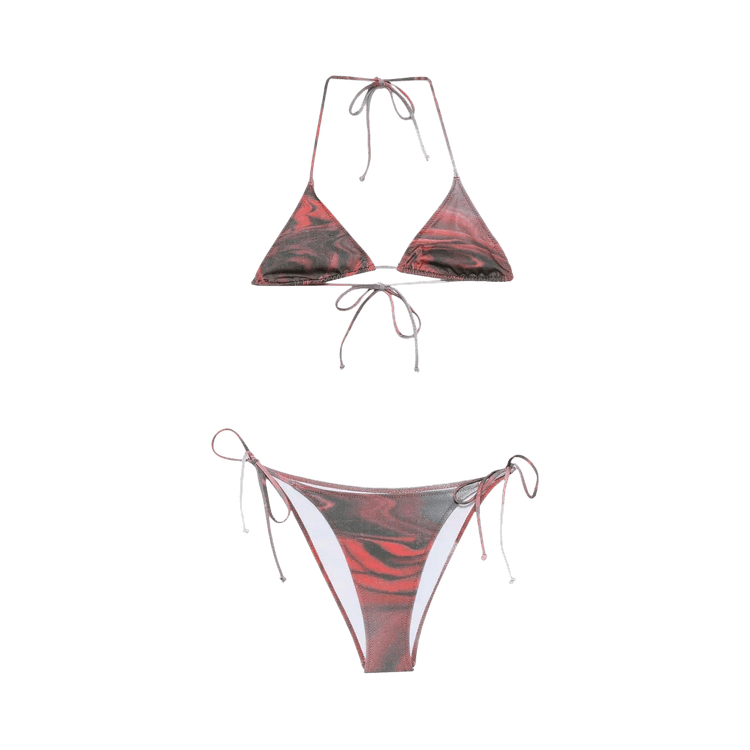 Jean Paul Gaultier Blurry Roses Bikini Set "White/Grey/Red"