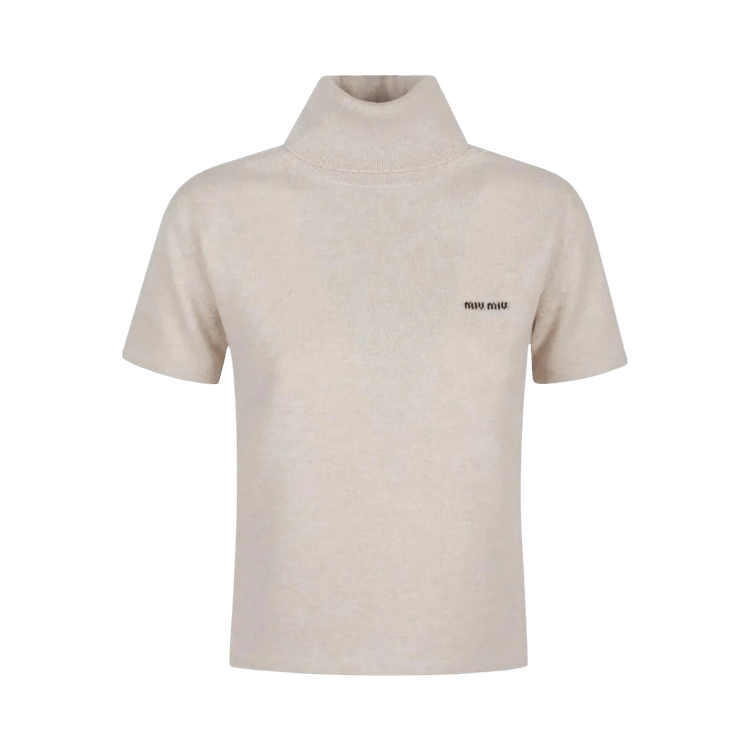 Miu Miu Cashmere Turtleneck Top "Sand Beige"