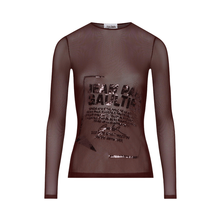 Jean Paul Gaultier Long-Sleeve Embroidered Top "Burgundy"