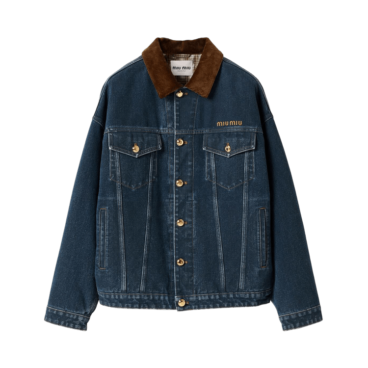 Miu Miu Flocked Denim Jacket "Navy"