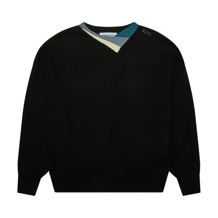 Kiko Kostadinov Vig Multi Collar Jumper "Collar Black/Cream/Pine"