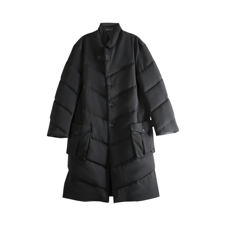 Yohji Yamamoto Pour Homme 3 Button Diagonal Padded Long Coat "Black"