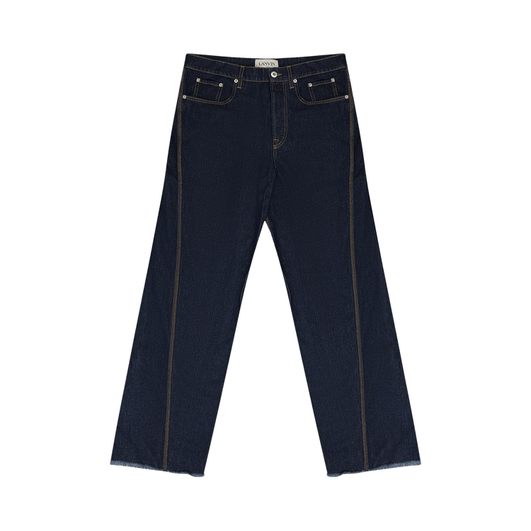 Lanvin Twisted Denim Baggy Straight-Fit Jeans "Navy Blue"
