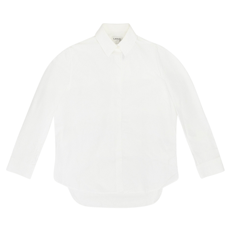 Lanvin Long-Sleeve Cocoon Tunic Shirt Blouse "Optical White"