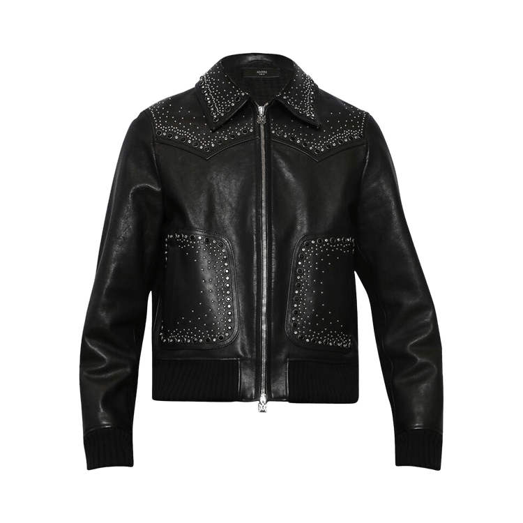 Amiri Crystal Leather Western Jacket "Black"