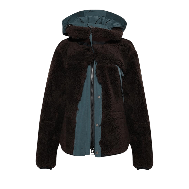 Sacai Faux Shearling Grosgrain Blouson "Brown/Green"