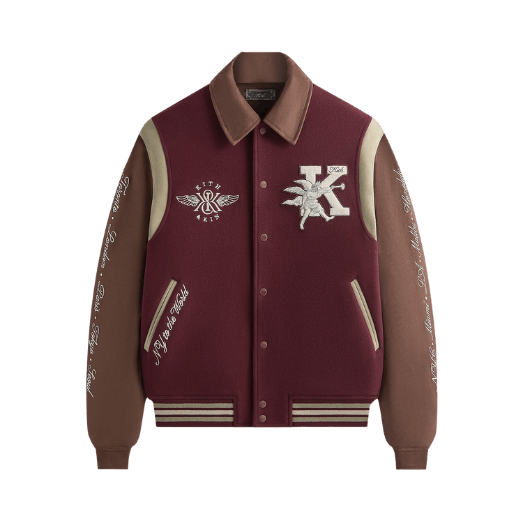Kith Wool & Microsuede Varsity Jacket "Magma"
