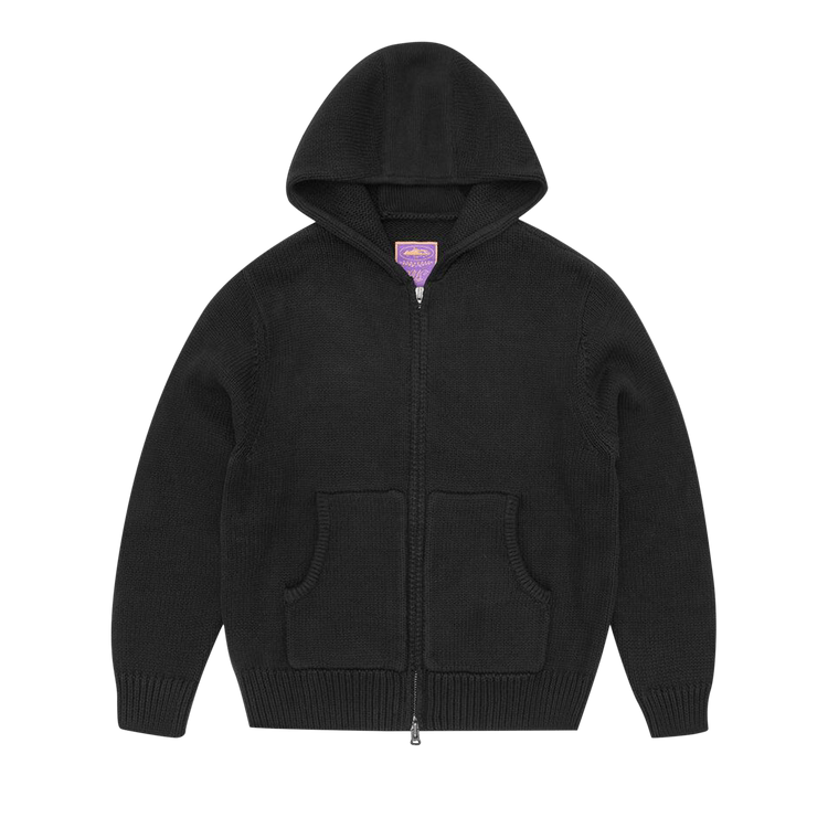 Corteiz Alcatraz Heavy Knit Zip Hoodie "Black"
